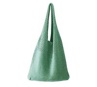 Mesh Handbag Shopping Bag Mesh Hollow Out Beach Bag Knitted One Shoulder Bag for Women Shoulder Bags Ladies Leather Look, Green, One Size
