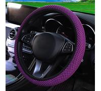 Mesh Ice Silk Cooling Car Steering Wheel Cover for Men Women,Summer Universal Breathable Stretch Anti-Slip Wheel Cover 14.5-15" for Cars, Trucks, Pickups, SUVs (Dark Purple)