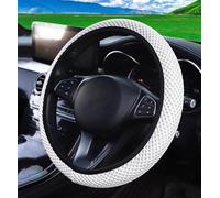Mesh Ice Silk Cooling Car Steering Wheel Cover for Men Women,Summer Universal Breathable Stretch Anti-Slip Wheel Cover 14.5-15" for Cars, Trucks, Pickups, SUVs (White)
