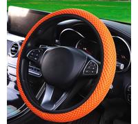 Mesh Ice Silk Cooling Car Steering Wheel Cover for Men Women,Summer Universal Breathable Stretch Anti-Slip Wheel Cover 14.5-15" for Cars, Trucks, Pickups, SUVs (Orange)