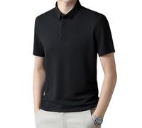 Mesh Ice Silk Short Sleeve T Shirt for Men, Quick Drying, Breathable Leisure Polo Shirt, Summer Classic Fashion Casual Business Anti-Wrinkle T-Shirt (Black, XXL), black