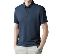 Mesh Ice Silk Short Sleeve T-Shirt for Men, Quick-Drying, Breathable Leisure Polo Shirt, Summer Classic Fashion Casual Business Anti-Wrinkle T-Shirt (Blue, M), blue