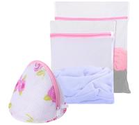 Mesh Laundry Bags,3Pcs Reusable Fine Mesh Laundry Bags for Washing Machine Wash Bags with Zips Delicates Wash Bag for Cloths Sock Underwear Bra Blouse Lingerie Baby Cloths 50x40cm,40x30cm,16x20cm