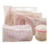 Mesh Laundry Bags, 5 Pcs Polka Dot Mesh Laundry Bag With Zip For Washing Machine And Travel Multiple Sizes
