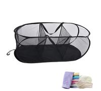 Mesh Laundry Basket with Straps | Pop-Up Laundry Sorting Basket with 3 Compartments, Laundry Basket with Handle for Home Organization