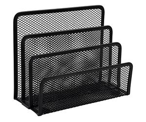 Mesh Letter Sorter, Vertical Metal Mesh Desk Organiser with 3 Compartments, Mail Document Desk Tray Desktop File Paper Rack Organizer Holder Black Desk Letter Rack for Home &Office Use