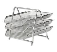 Mesh Letter Tray 3 Tier Scratch Resistant Stackable Front Load Portrait