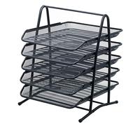 Mesh Letter Tray 5 Tier Desk Letter Filing Trays Holder Black A4 Document Paper Wire Mesh Storage Organiser