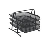 5 Star Office Mesh Letter Tray 3 Tier Scratch Resistant Stackable Front Load Portrait Foolscap Black