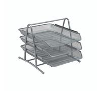 5 Star Mesh Letter Tray 3 Tier Stackable Front Load Portrait Foolscap Silver 288110