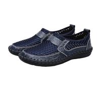 Mesh Loafers Shoes For Men Faux Leather Flat Bottom Slip On Breathable Casual Shoes Wide Fit With Arch Support Walking Shoes Low Top Walking Buffer Jogging Shoes Round Toe Wear Resistant Sneakers