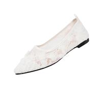 Mesh Loafers Women Elegant Embroidered Shallow Mouth Pointed Toe Flat Shoes Soft Soled Closed Toe Loafers Breathable Slip On Shoes for Ladies Spring Summer Outdoor Office Work Daily Wear 3.5-7.5