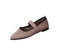Mesh Loafers Women Mesh Closed Toe Pointed Toe Shallow Mouth Flat Shoes Soft Soled Low Heel Loafers Slip On Shoes for Ladies Spring Summer Outdoor Office Work Daily Wear 3.5-7.5 Brown