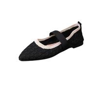 Mesh Loafers Women Mesh Closed Toe Pointed Toe Shallow Mouth Flat Shoes Soft Soled Low Heel Loafers Slip On Shoes for Ladies Spring Summer Outdoor Office Work Daily Wear 3.5-7.5 Black