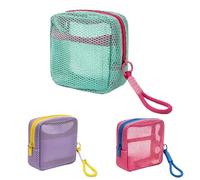 Mesh Makeup Bag, Breathable Cosmetic Pouch, 3 Pieces, Zippered Travel Case, Translucent Toiletry Holder, Detachable Wrist Strap, for Women Travelers Shopping Airplane