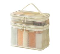 Mesh Makeup Bag - Portable Nylon Mesh Shower Caddy,Reusable Travel Toiletry Bag, Women Cosmetic Bag, Makeup Storage Organizer for Bathroom Shower, Light Yellow, Refer to description, Unisex