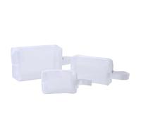 Mesh Makeup Cosmetic Bag with Zip - 3-Piece Set, Portable, with Zip, Travel Accessories, Mesh Travel Bag - Suitable for Dorm, Home, Office, Gym, Short Breaks, Sport, White, Siehe Beschreibung, See