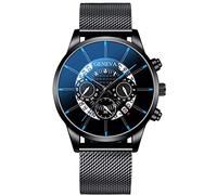 Mesh Men Quartz Multi Dial Layer Literal Belt Watch Digital Men's Watch Snj029 (A, One Size)