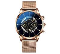 Mesh Men Quartz Multi Dial Layer Literal Belt Watch Digital Men's Watch Snj029 (C, One Size)
