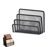 Mesh Metal Mail Organizer for Desk, 3-Slot Letter Sorter File Holder with Tiered Design, Office Countertop Envelope Document Sorter, Iron, Black Silver 2 Color Options, 17x13cm (Black)