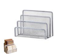 Mesh Metal Mail Organizer for Desk, 3-Slot Letter Sorter File Holder with Tiered Design, Office Countertop Envelope Document Sorter, Iron, Black Silver 2 Color Options, 17x13cm (Silver)