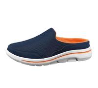 Mesh Mules Summer Backless Trainers,Men's Backless Sneakers Casual Mules,Mens Backless Slip On Sneakers Shoes,Breathable Sports Slippers,All-Match Casual Mule,Soft,for Indoor Outdoor Dark Blue