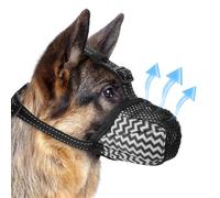 Mesh Muzzle for Medium Large Sized Dog, Soft Breathable Dog Muzzle Prevents Biting Barking, Adjustable Drinkable Puppy Basket Muzzle, Anti-Bark Dog Mouth Guard for German Shepherd
