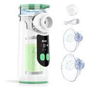 Mesh Nebuliser for Adults Kids Children Baby, Rechargeable USB C Nebuliser Inhaler with Digital DisplayTiming Self-Cleaning, Quiet Portable Nebuliser Machine with 2 Masks and Mouthpiece for Home Use
