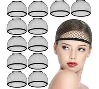 Mesh Net Wig Caps for Women 12 Pcs Black Mesh Wig Cap Net Closed End Hair Mesh Net for Wearing a Wig Nylon Dome Wig Caps Invisible and Breathable Stocking Wig Caps