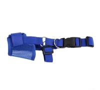 Mesh Nylon Dog Muzzle Mouth Cover, Adjustable Anti Bite Barking Chewing Design with Breathable Humane Fit, Suitable for Small Medium Large Dogs and Cats(Dark Blue M)