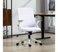 Vinsetto Mesh Office Chair for Home with Lumbar Support, Flip-up Arm, Wheels - White