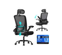 Mesh Office Chair with Flip-Up Armrests, Black / with Headrest