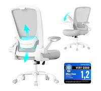 Mesh Office Chair with Flip-Up Armrests, Dove Grey / without Headrest