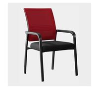 Mesh Office Desk Chair with Lumbar Support, Thick Cushed Seat, Ideal for Waiting Rooms & Conference Rooms - Slish Red Armchair