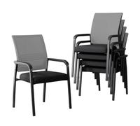 Mesh Office Desk Chairs with Lumbar Support & Thick Cushs - table Waiting Room Armchairs for Conference Room (Set of 5)