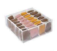Mesh Organizer Box with 24 Grids for Drawer Storage of Socks and Underwear with Transparent Lid for Easy Organization and Space Optimization (white)