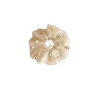 Mesh Pearl Hair Bands Women Hair Ties Rope Ponytail, Elastic Elegant Scrunchie Luxury Jewelry Hair Accessories(Beige)