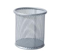 Mesh Pen Pot Pen Holder Mesh Pencil Holder for Desk Office Pen Organizer Desk Organiser Mesh Desk Tidy Pen Holder Multifunctional Organizer Wire Mesh Pen Cup Silver (Round)