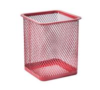 Mesh Pen Pot Pen Holder Mesh Pencil Holder for Desk Office Pen Organizer Desk Organiser Mesh Desk Tidy Pen Holder Multifunctional Organizer Wire Mesh Pen Cup Red (Square)