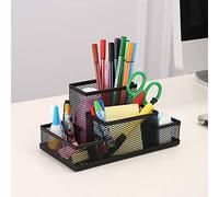 Mesh Pencil Holder Creative Desk Organizer Black Wire Mesh Pen Container Pen Pot Stationery Storage Case Multi-Functional Storage Box Table Tidy Organizer Four-in-one Pencil Holder
