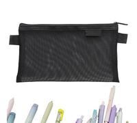 Mesh Pencil Pouch - Stationery Storage Bag | Large Capacity Stationary Organizer, Teen Pencil Bag, Mesh Cosmetic Bag, School Supplies For Girls N, Black, Consulte la descripción, See description