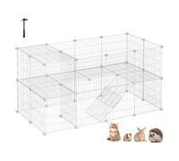SONGMICS 2-Floor Metal Pet Playpen, 36 Grid Panels, Customisable Cage Enclosure for Small Animals, Guinea Pigs Hamster Runs, Rabbit Hutches, Includes Mallet, Indoor Use, 143 x 73 x 71 cm, White LPI02W