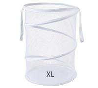 Mesh Popup Laundry Hamper 115L Collapsible Laundry Basket Extra Large Capacity Foldable Clothing Storage Basket with Handles No Lid 26 H x 18 W x 18 L (White)