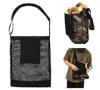 Mesh Pouch Harvesting Bag, Large Capacity Mushroom Foraging Bag, Folding Mushroom Basket with Adjustable Shoulder Strap for Garden Fruit Picking