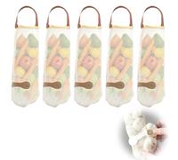 Mesh Produce Bags, 5 Pcs 15 Inch Long Hanging Net Bag Reusable Large Seafood Boil Bag Washable Produce Bags for Kitchen Refrigerator Potato Onion Garlic Vegetable Fruit Storage (Beige)