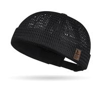 Mesh Sailor Hat for Men,Brimless Hat Summer Beanie Breathable Skullcap Docker Cap (UK, Alpha, One Size, Black)