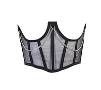 Mesh See Through Lace Corset Belt Waist Cincher Shaper Corset Top Women Mesh Open Cup Lace Up Boned Bustier Underbust Corset Waist Cincher Corset CLEARANCE Black S