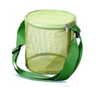 Mesh Shell Storage Bag Beach Three-dimensional Round Sand Bucket With Adjustable Carrying Straps For Beach, Picnic, Traveling(Green)