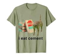 Mesh Shirt Crew Neck Top for Women Funny English Print I Eat Cement Pullover With Stars Women, Army Green, M