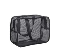 Mesh Shower Bag,Portable Beach Pockets,Large Capacity Tote Bag,Network Storage Bag,Zipper Cosmetic Organizer for Bathroom(Black L)